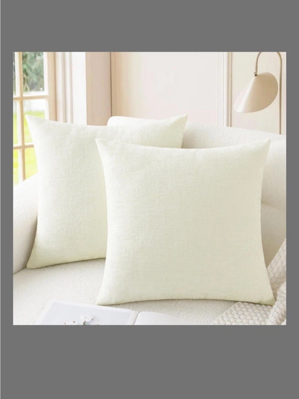 New 22”x22” Set of 2 White Square Indoor Throw Pillow Covers #1038